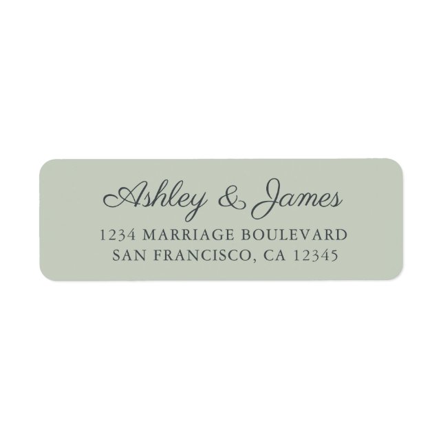 Chic Script Pastel Green Wedding Return Address Label (Front)