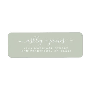 Chic Script Pastel Green Wedding Return Address Label