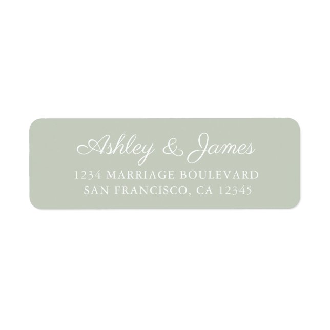 Chic Script Pastel Green Wedding Return Address Label (Front)