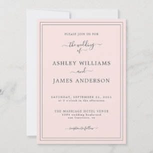 Chic Script Pastel Pink Wedding invitation
