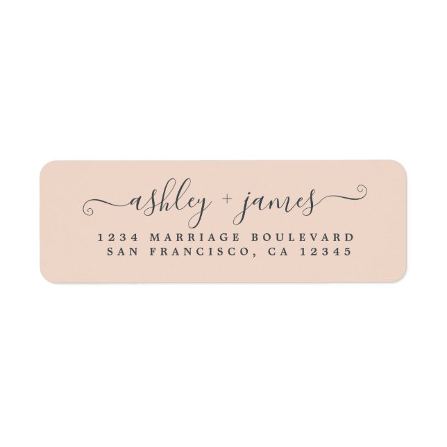 Chic Script Pastel Pink Wedding Return Address Label (Front)