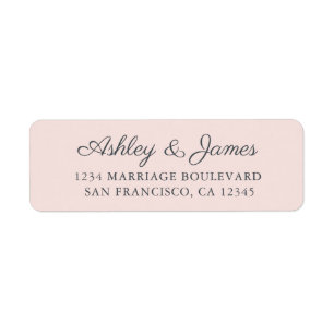 Chic Script Pastel Pink Wedding Return Address Return Address Label
