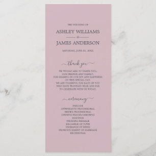Chic Script Pastel Purple Simple Minimal Wedding Program