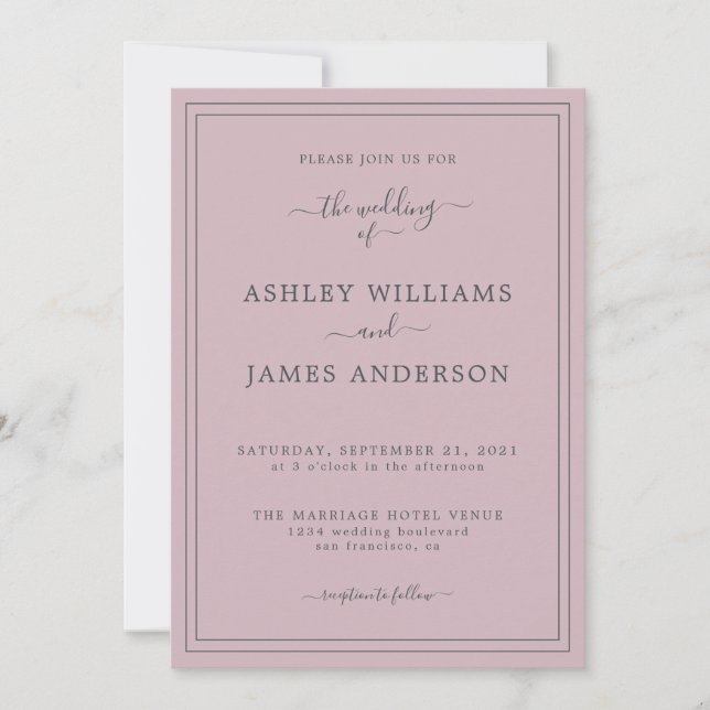 Chic Script Pastel Purple Wedding invitation (Front)
