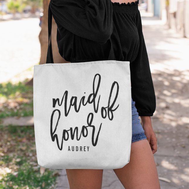 Chic Script Personalised Maid of Honour Tote Bag (Creator Uploaded)