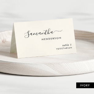 Chic Script Personalised Wedding Ivory Place Cards