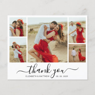 Chic Script Photo Budget Wedding Thank You Card