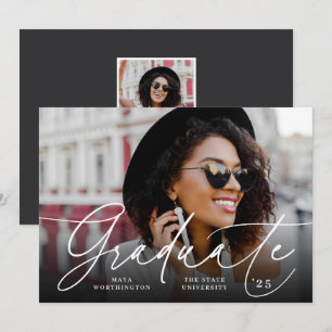 Chic Script Photo Graduation Announcement