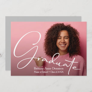 Chic Script Photo Graduation Announcement