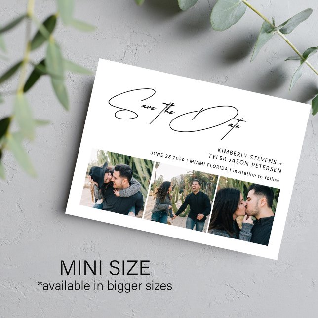 Chic script photo MINI SIZE wedding save the date Card (Creator Uploaded)