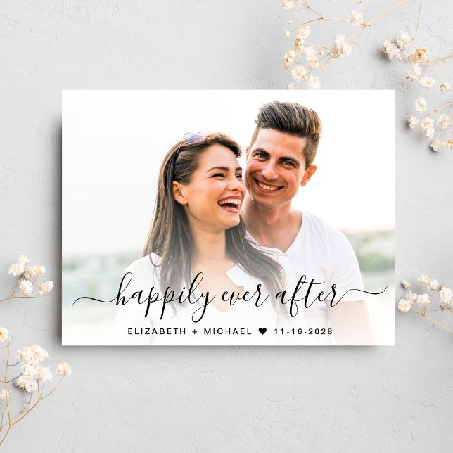 Chic Script Photo QR Code Cream Save The Date Announcement Postcard (Our user-friendly template allows you to easily upload your photo & create a perfect save the date)