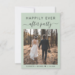 Chic Script Photo Sage Green Wedding Reception Invitation