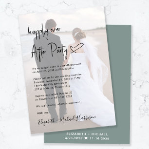 Chic Script Photo Sage Green Wedding Reception Invitation