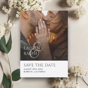 Chic Script Photo Wedding Save The Date Holiday Card