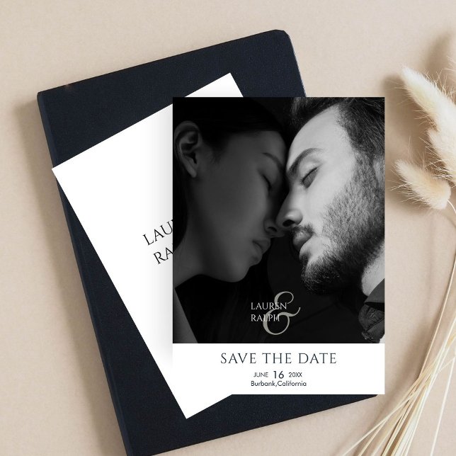 Chic Script Photo Wedding Save The Date  Holiday Card (Creator Uploaded)