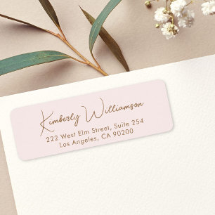 Chic Script Pink Gold Return Address Label