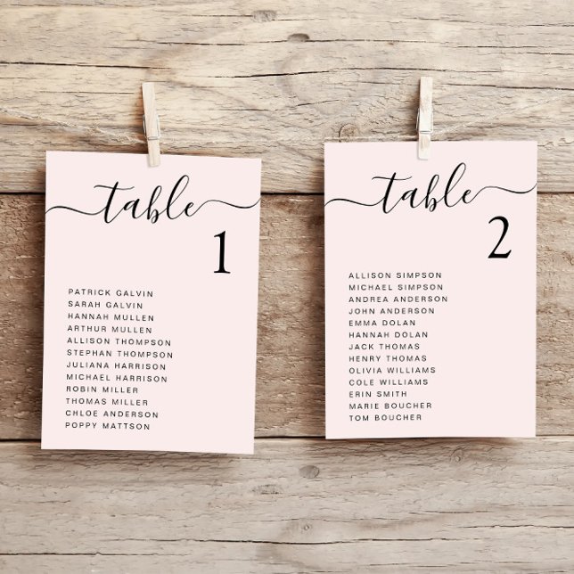 Chic Script Pink Wedding Seating Chart Card (Creator Uploaded)