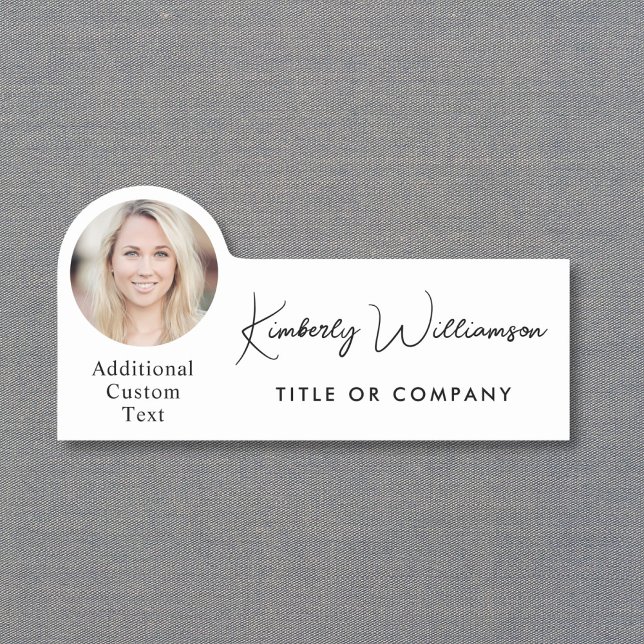 Chic Script Professional Photo Name Tag (Chic Script Professional Photo Name Tag)