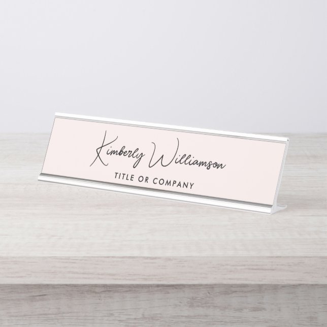Chic Script Professional Pink Desk Name Plate (Front)