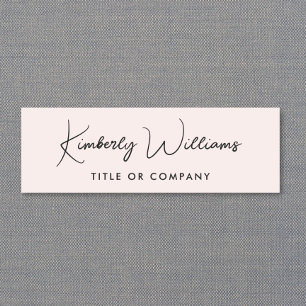 Chic Script Professional Pink Name Tag
