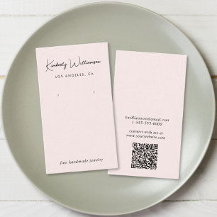 Chic Script QR Code Pink Earring Display Card