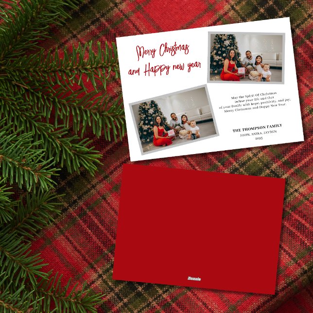 Chic Script Red Merry Christmas   Postcard (Creator Uploaded)