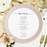 Chic Script Round Wedding Menu Card For Plate<br><div class="desc">A simple chic calligraphy wedding menu card. I do offer a free customisation service,  if you have any questions or special requests,  please feel free to contact me.</div>