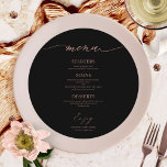 Chic Script Round Wedding Menu Card For Plate<br><div class="desc">A simple chic calligraphy wedding menu card. I do offer a free customisation service,  if you have any questions or special requests,  please feel free to contact me.</div>