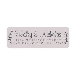 Chic Script Rustic Foliage Wedding Return Address  Label