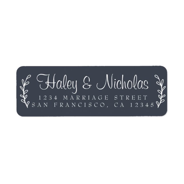 Chic Script Rustic Foliage Wedding Return Address  Label (Front)