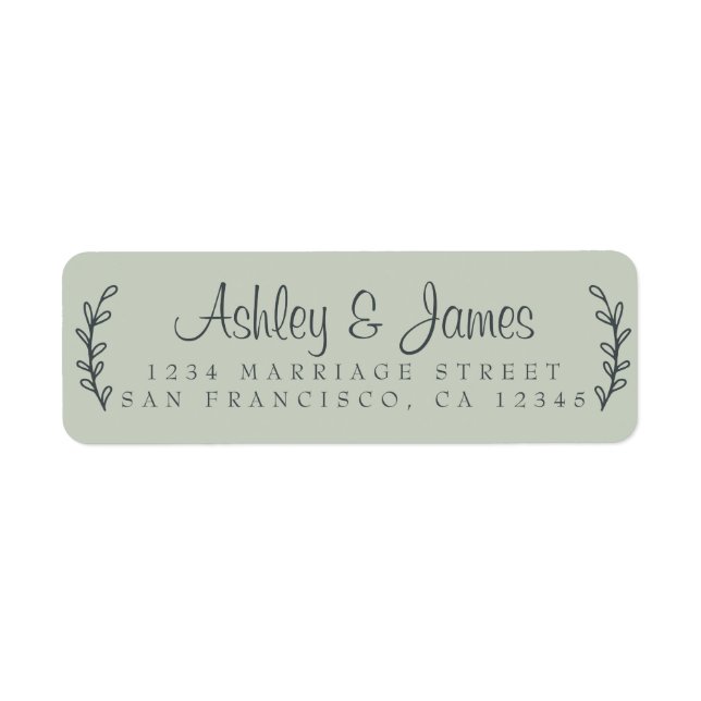 Chic Script Rustic Foliage Wedding Return Address  Label (Front)