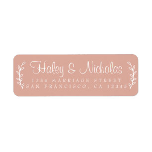 Chic Script Rustic Foliage Wedding Return Address Label