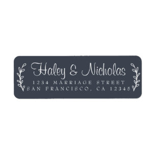 Chic Script Rustic Foliage Wedding Return Address Return Address Label
