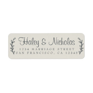 Chic Script Rustic Foliage Wedding Return Address  Return Address Label