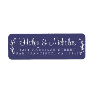 Chic Script Rustic Foliage Wedding Return Address Return Address Label