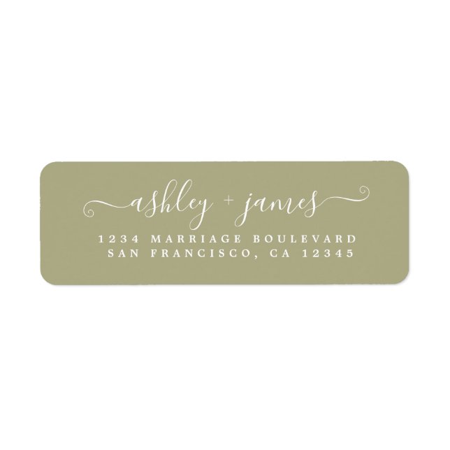 Chic Script Sage Green Wedding Return Address Label (Front)