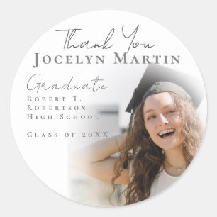 Chic Script Sheer Overlay Grad Photo Classic Round Sticker