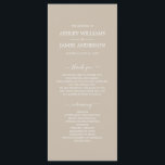 Chic Script Shiitake Grey Simple Minimal Wedding Program<br><div class="desc">Elegant minimal wedding program with white chic script calligraphy and modern typography on a shiitake grey background. Simply add your wedding program details. Exclusively designed for you by Happy Dolphin Studio. If you have any questions or requests, please contact us at happydolphinstudio@outlook.com. We're happy to help you make your wedding...</div>