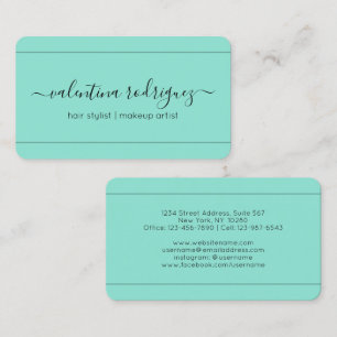 Chic Script Signature Modern Minimalist Teal Business Card