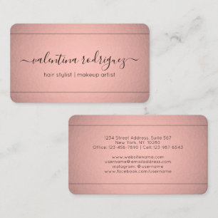 Chic Script Signature Pink Rose Gold Faux Foil Business Card