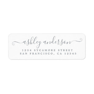 Chic Script Silver Ink Name Return Address Label
