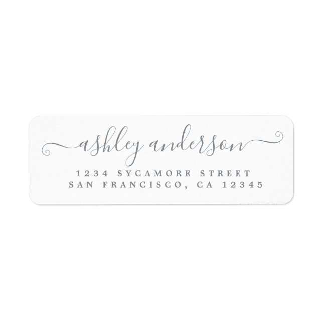 Chic Script Silver Ink Name Return Address Label (Front)