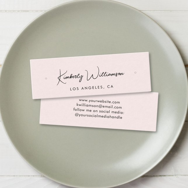 Chic Script Stud Hoop Earring Pink Display Card (Empower your name in our signature script as your logo and brand identity)