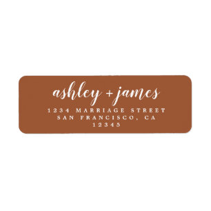 Chic Script TerraCotta Wedding Return Address Label