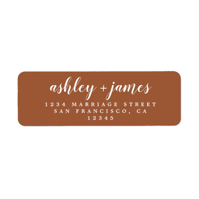 Chic Script TerraCotta Wedding Return Address Label (Front)