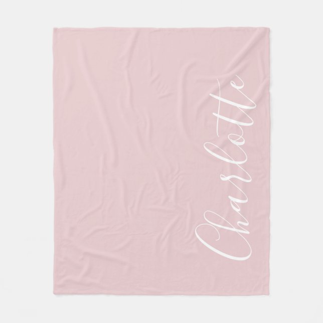 Chic Script Typography Personalised Girly Pink Fleece Blanket (Front)