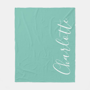 Chic Script Typography Personalised Modern Teal Fleece Blanket