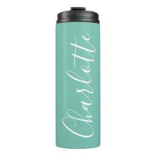 Chic Script Typography Personalised Modern Teal Thermal Tumbler