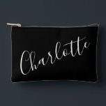 Chic Script Typography Personalised Name Black Accessory Pouch<br><div class="desc">Chic Script Typography Personalised Accessory Pouch in Black</div>