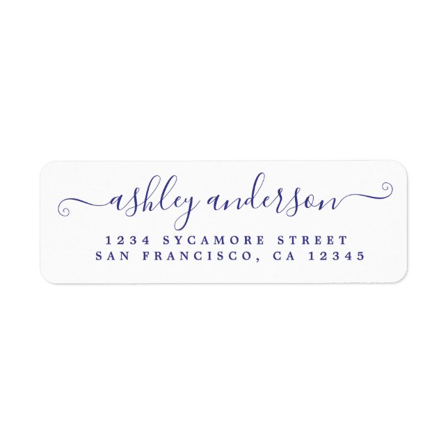 Chic Script Violet Ink Name Return Address Label (Front)